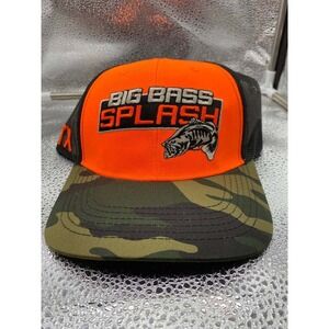 Big Bass Splash Trucker Hat Mens OSFM Orange Camo Mesh Back Fishing TX Cap